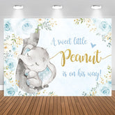 Aperturee - Blue Rose and Elephant Backdrop for Baby Shower Party